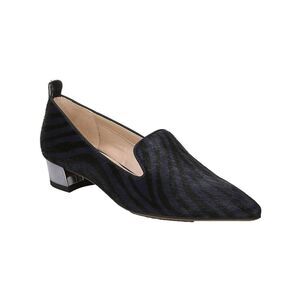 FRANCO SARTO Womens Navy Zebra Vianna Slip On Leather Heeled Loafers 5 M